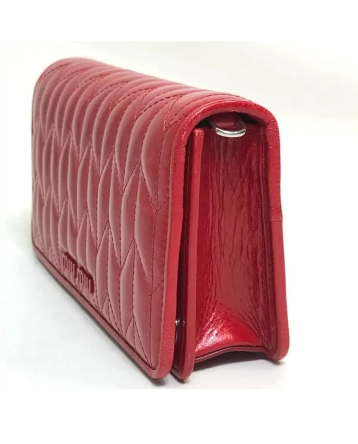 Miu Miu Matelasse Flap Clutch with removable strap Red photo 2