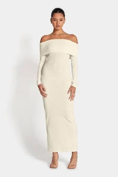 Sofia the Label Gia off the Shoulder  Dress Cream Size 10 photo 4