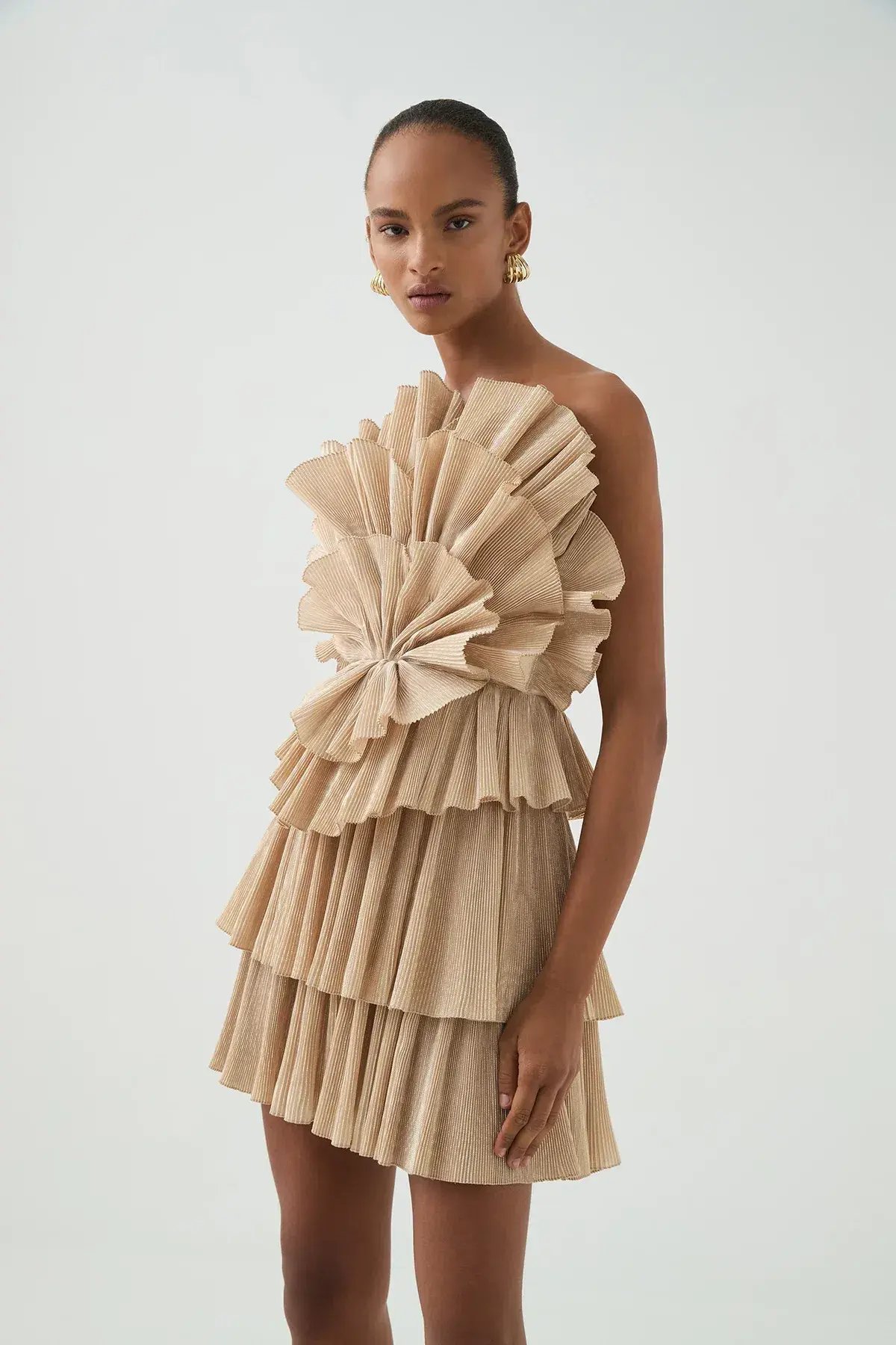 Aje Kyra Mini Dress in Gold Size 8 photo 2