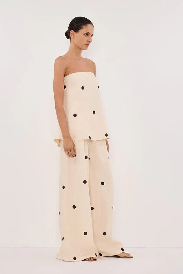 DISSH Beverly Cream Spot Strapless Top and Pants Set Cream Size 10/12 photo 7