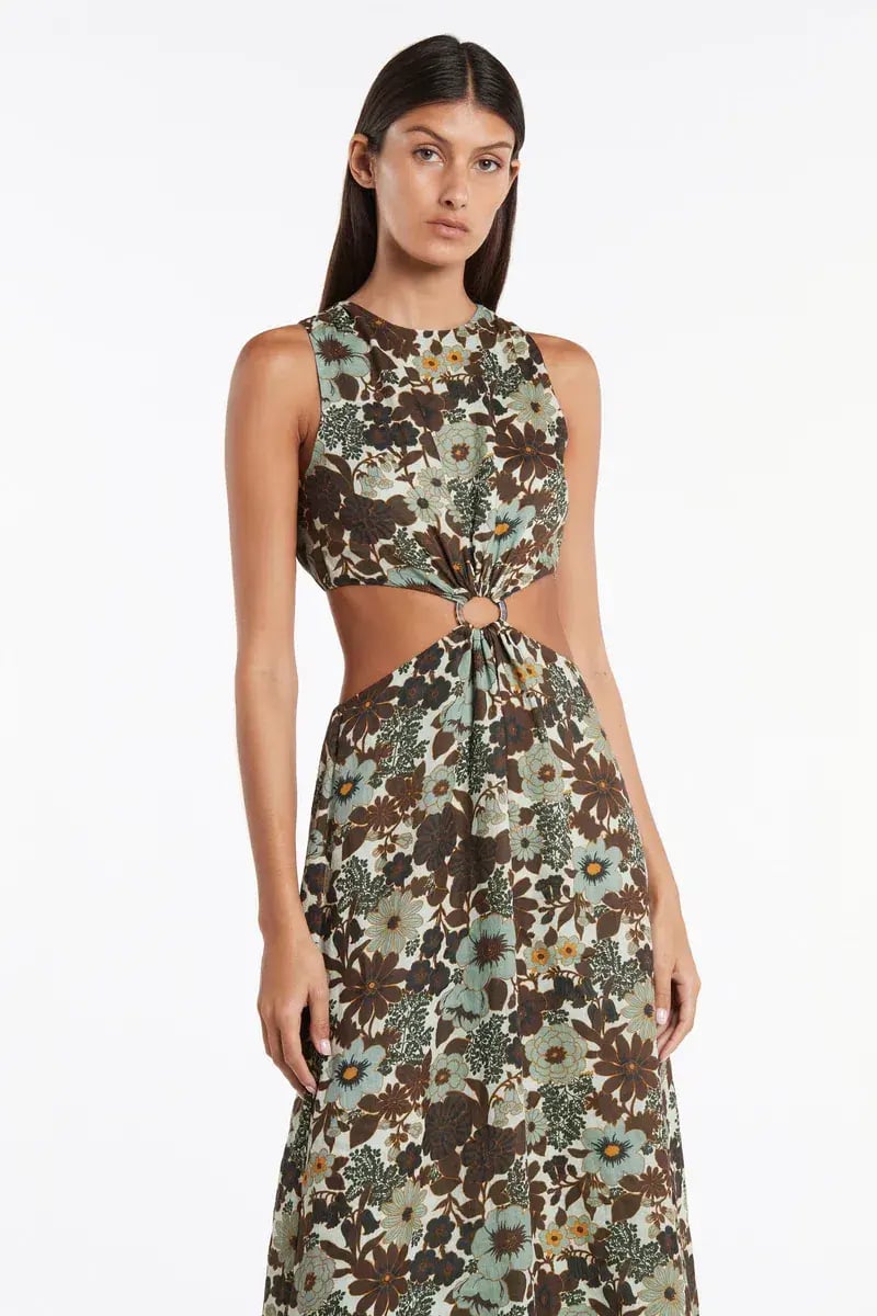 Sir the Label Constantine Cut Out Midi Dress Print Size AU 10 photo 2