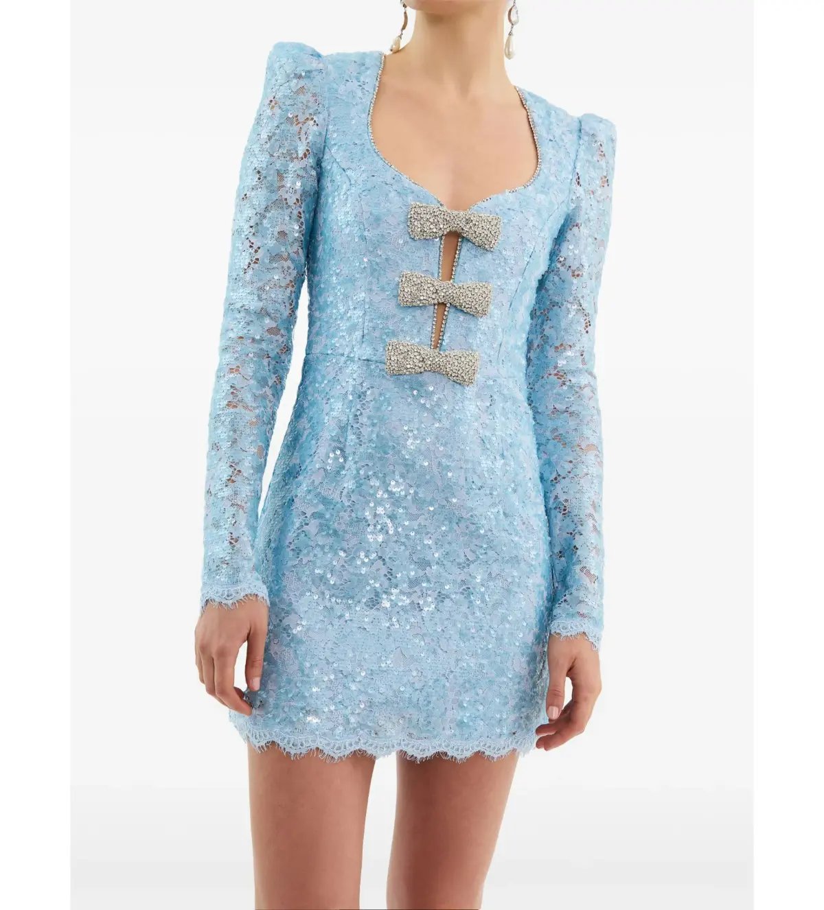 Rebecca Vallance Leyla Long Sleeve Mini Dress Blue Size AU 8 photo 4