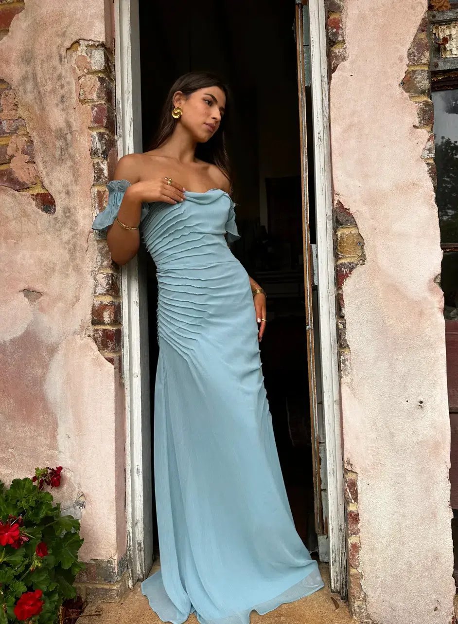Vera Wang The Parissa Maxi Dress Blue Size 6 photo 2