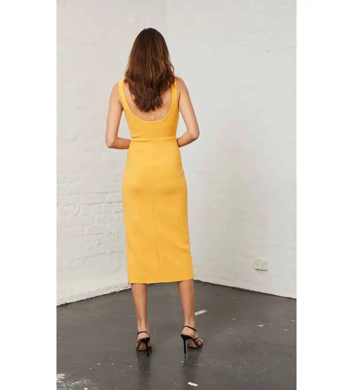 Bec and Bridge Elle Midi Dress Mango Yellow Size AU 12 photo 3