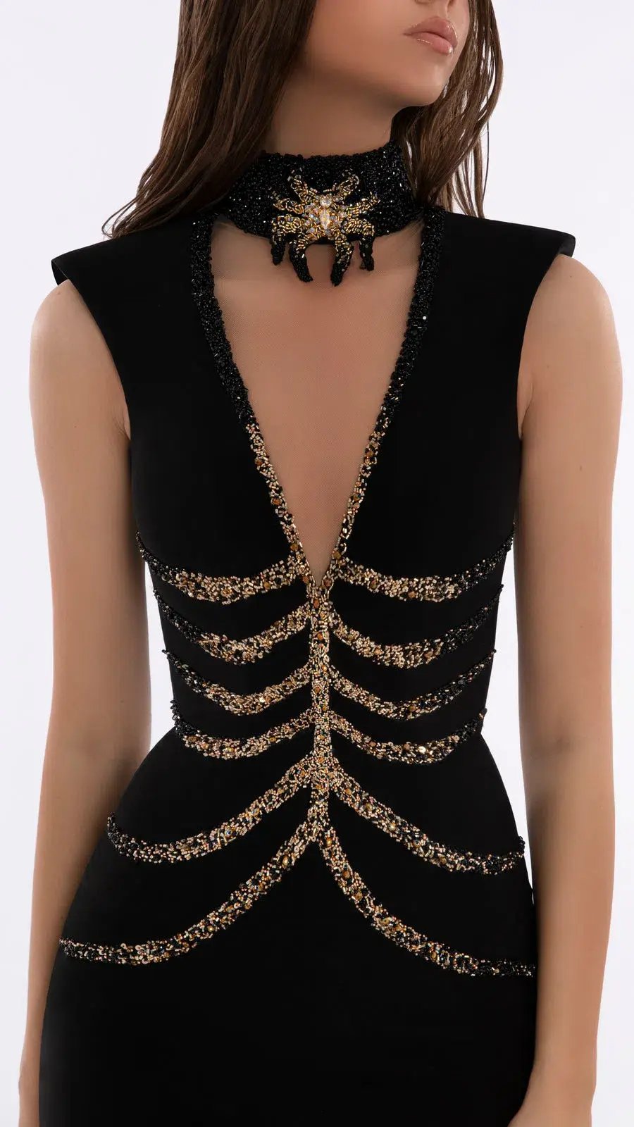 Albina Dayla Halter Neck Spider Dress Black Size 12 photo 3
