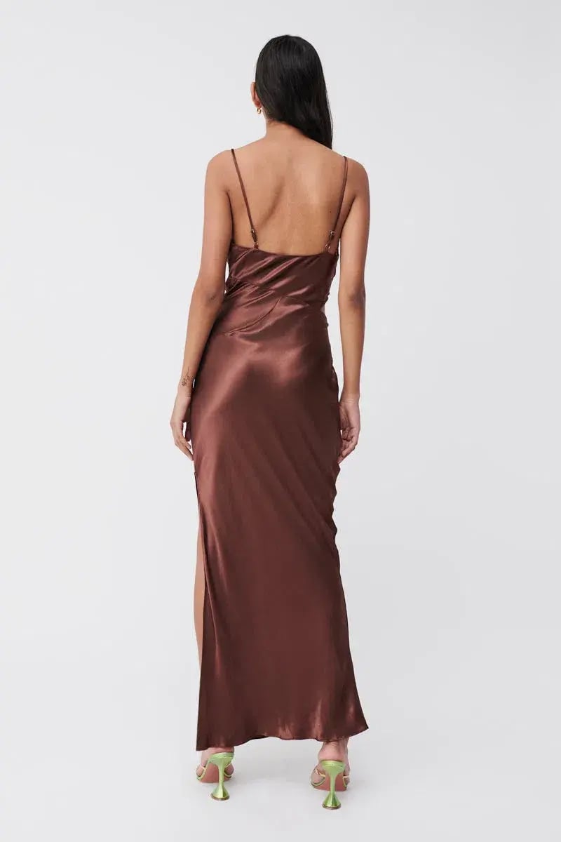Suboo Tate Twist Front Cowl Maxi Dress Chocolate Size S / AU 8 photo 3