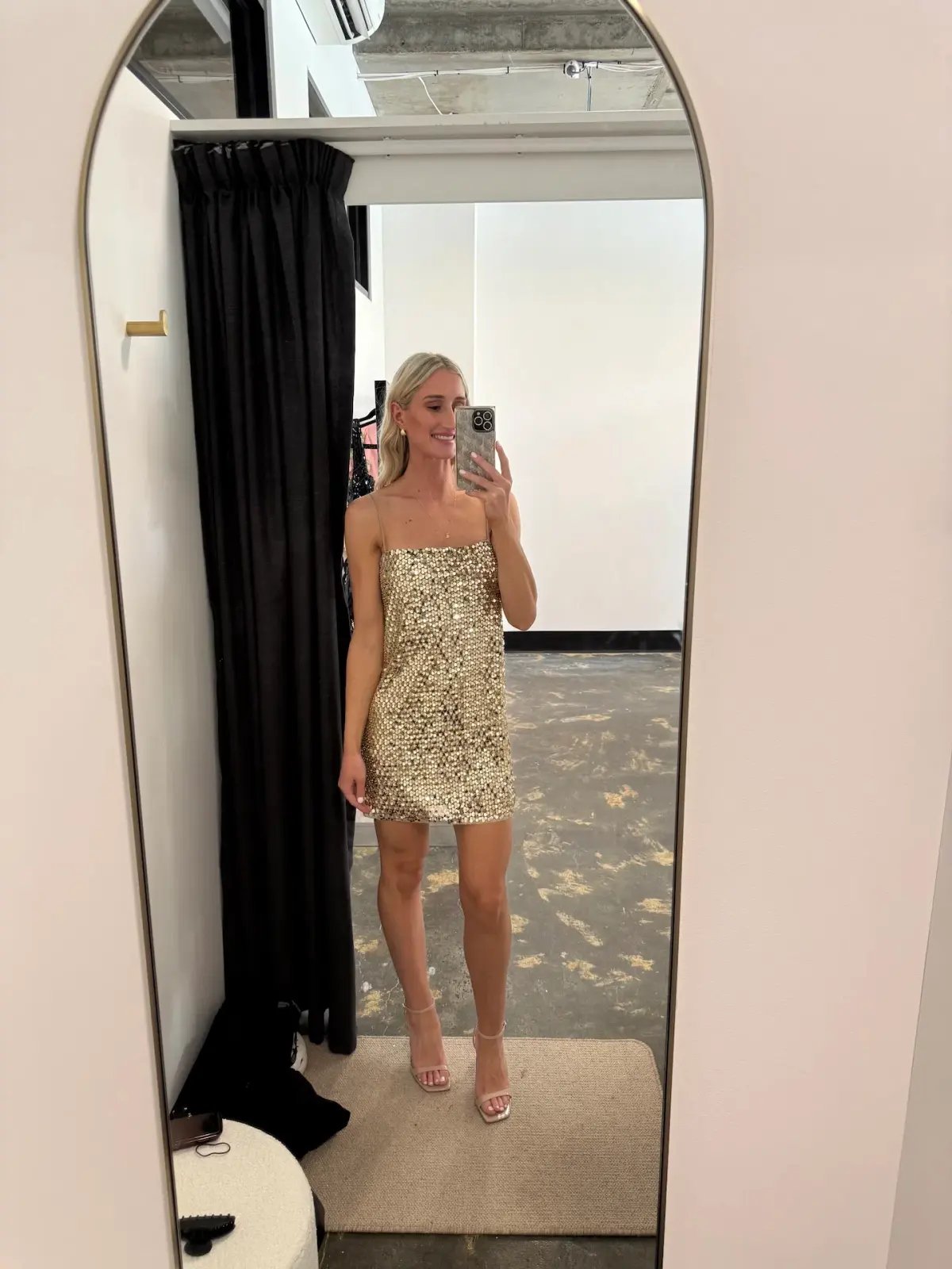 Shona Joy Bria Mini  Dress Gold Sequin Size 10 photo 3