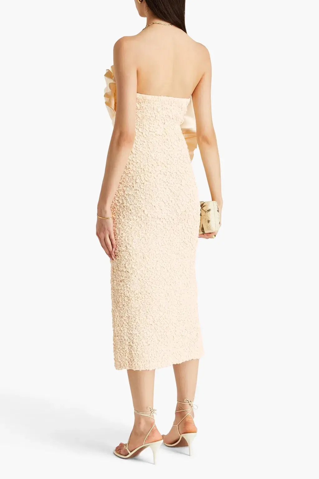 Mara Hoffman Kana Strapless Ruffled Cotton Twill and Popcorn Midi Dress Cream Size XS / AU 6 photo 2