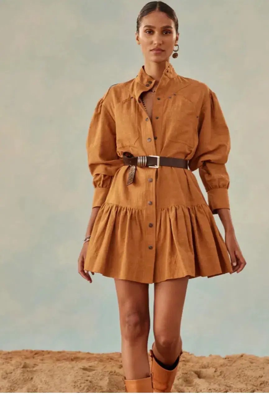 Shona Joy Priscila High Neck Utility Mini Dress Turmeric Size 6 photo 2