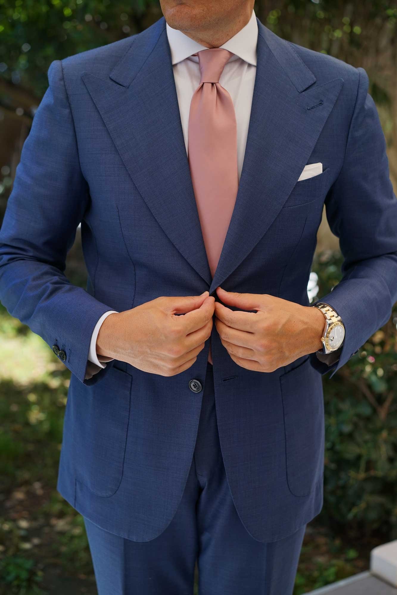 Otaa Rose Gold Satin Necktie photo 2