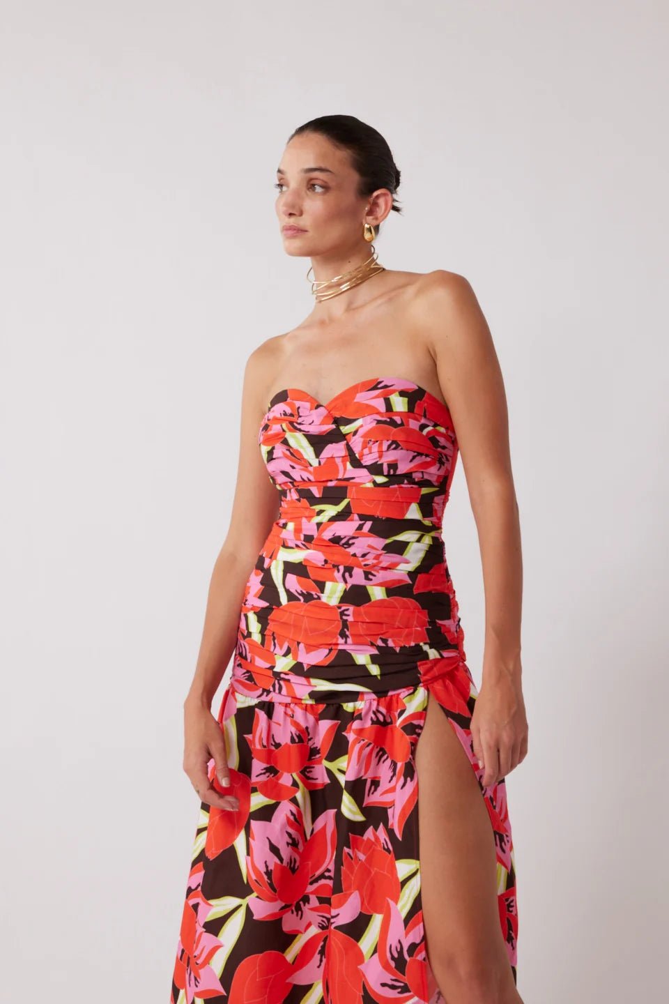 THE WOLF GANG DOLCIE STRAPLESS MAXI DRESS - ROJO PRINT photo 2