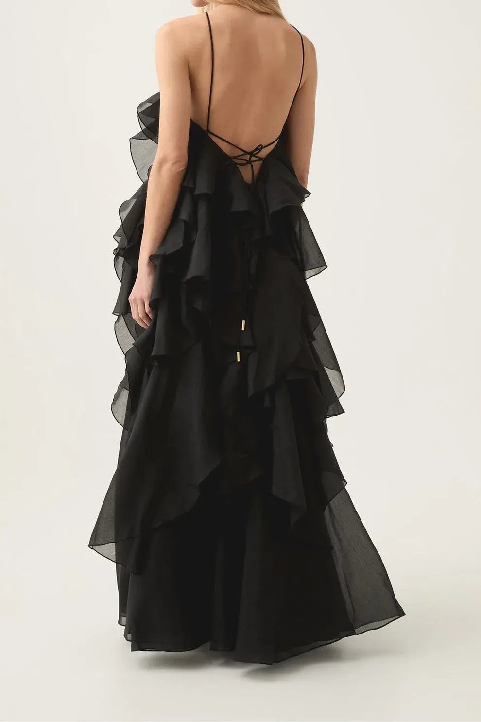 Aje Pandora Ruffled Dress Black Size 8 photo 2