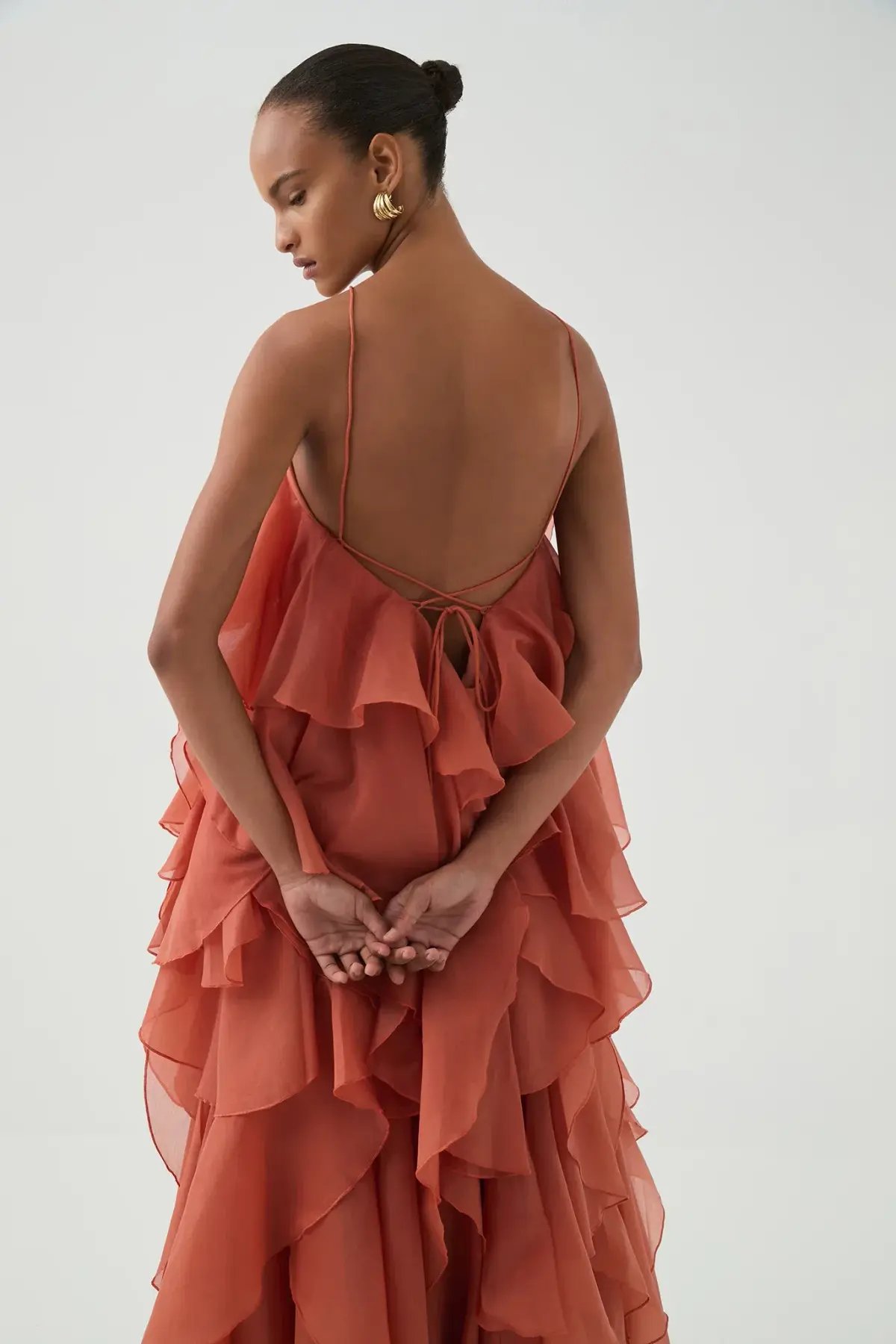 Aje Pandorea Layered Maxi Dress Coral Size 14 photo 3
