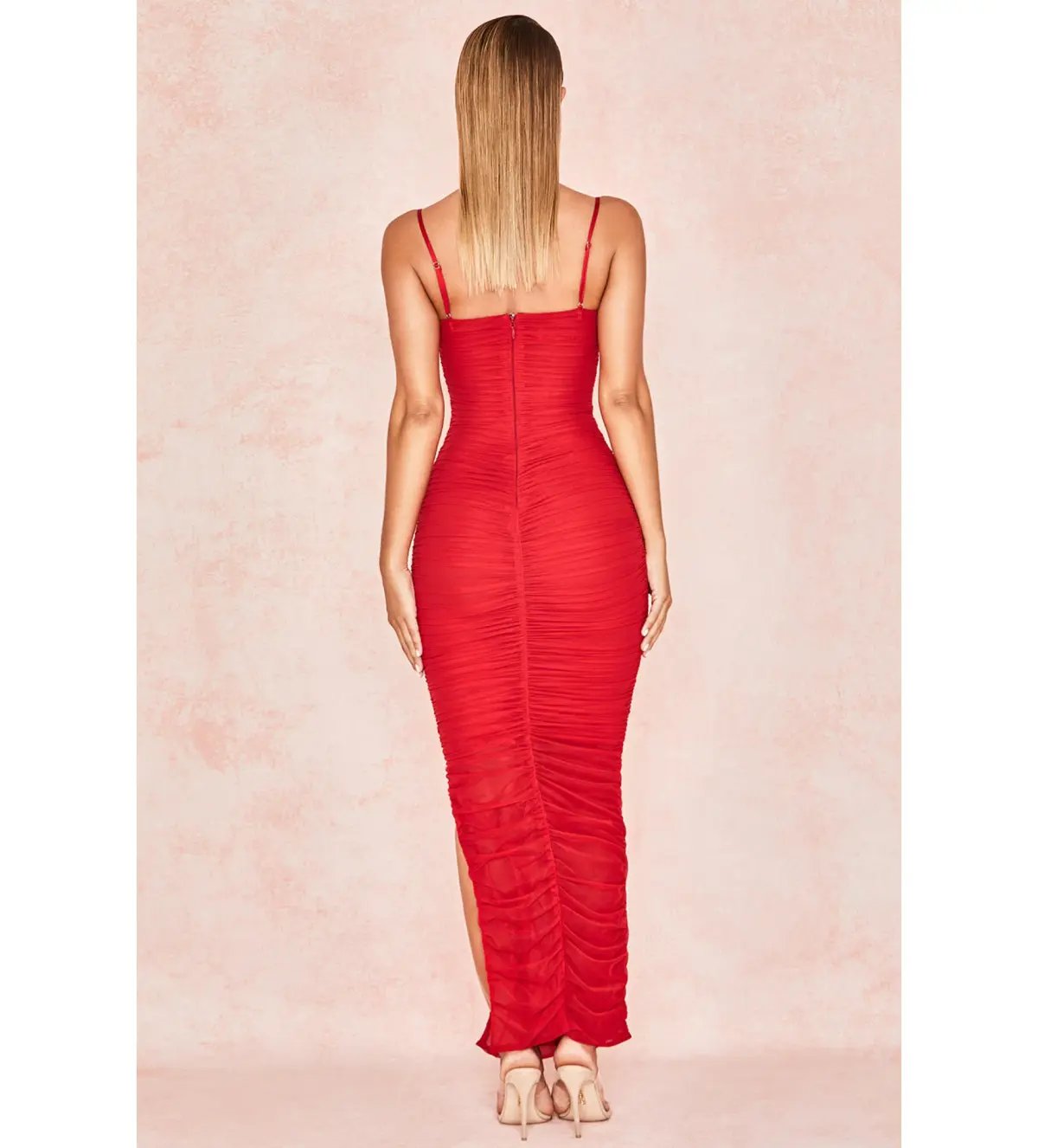 House of CB Fornarin Organza Mesh Maxi Dress Red Size AU 14 photo 3