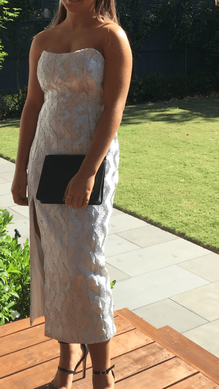 Manning Cartell No Filter Strapless Dress Silver Size 10 photo 4