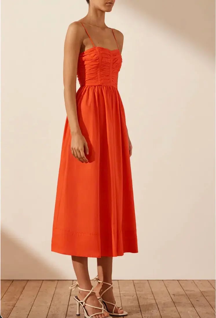 Shona Joy Kohala Ruched Panel Midi Dress in Hibiscus Size 8 photo 2