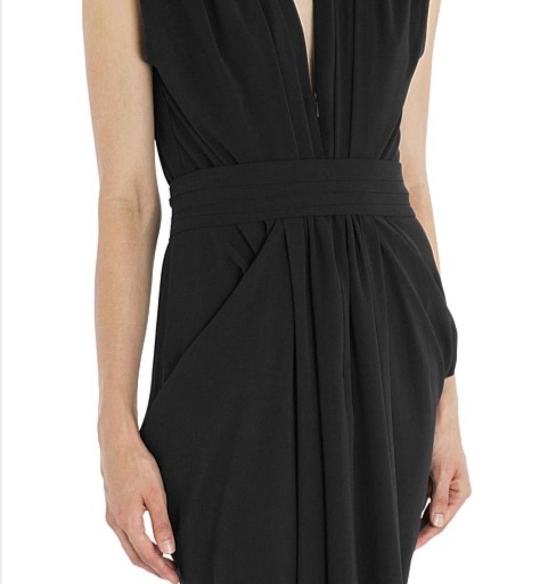 Carla Zampatti Waterfall Dress Black Size 12 photo 3