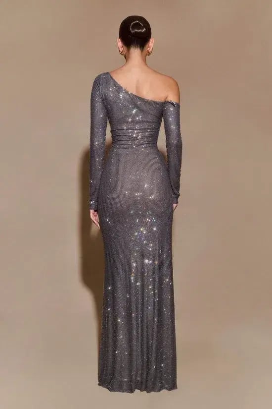 Meshki Marcia Diamante Long Sleeve Maxi Dress - Gunmetal photo 2