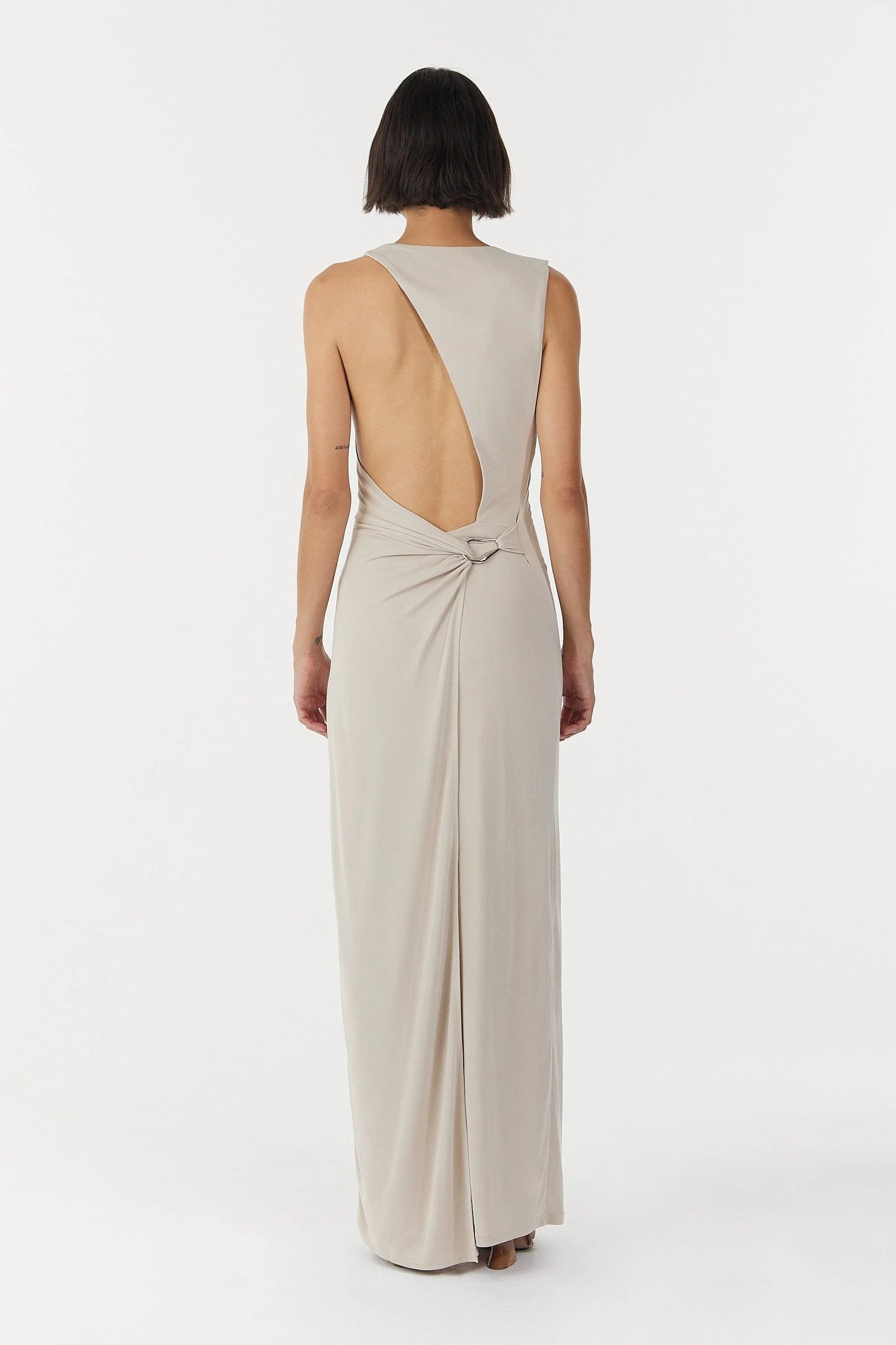 THIRD FORM STIRLING TWIST ASYMMETRIC MAXI DRESS - OYSTER GREY photo 4