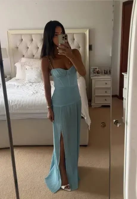 Manning Cartell Double Time Pleat Dress Maxi Acqua Spritz Size AU 8 photo 4