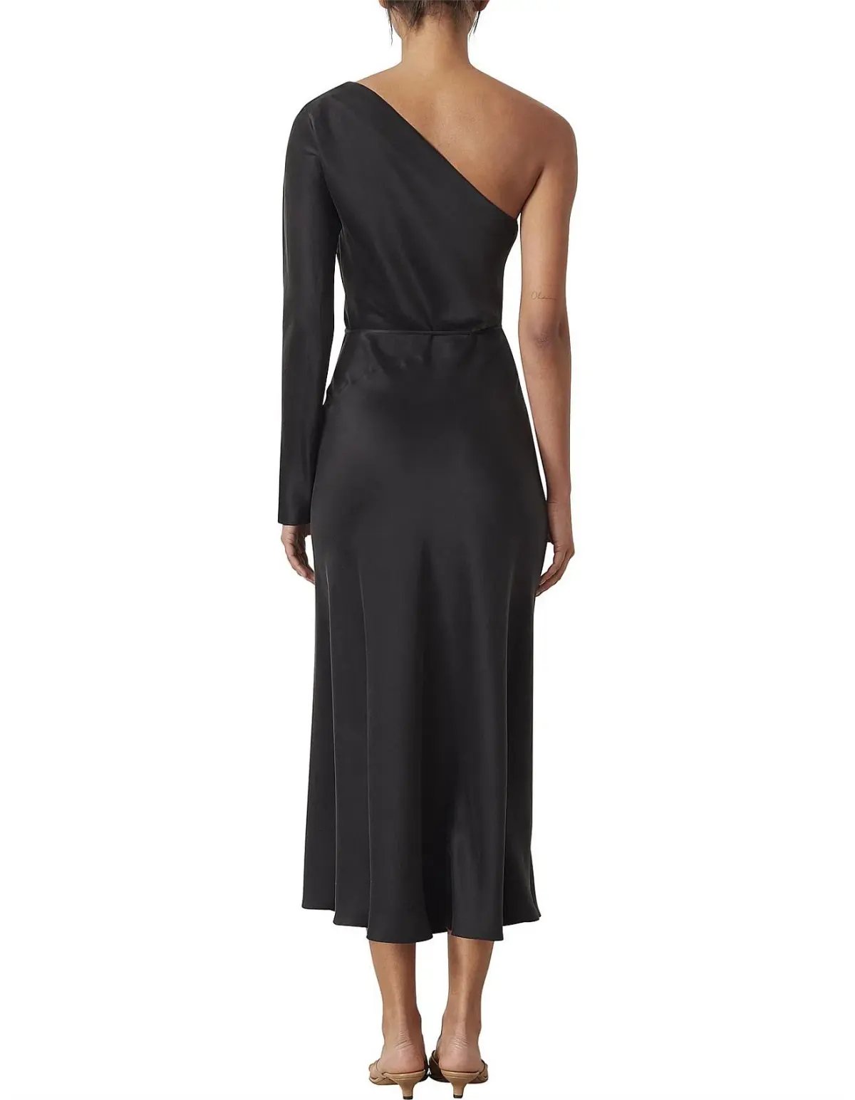 Bec & Bridge Classic Silk Asym Midi Dress Black Size 10 photo 3