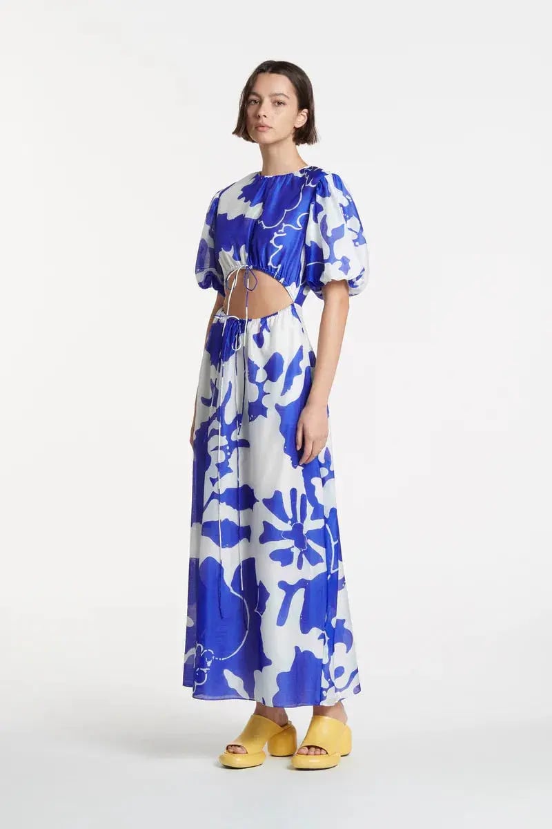 Sir The Label Vivi Puff Sleeve Midi Dress Blue Size 0/ AU 8 photo 2