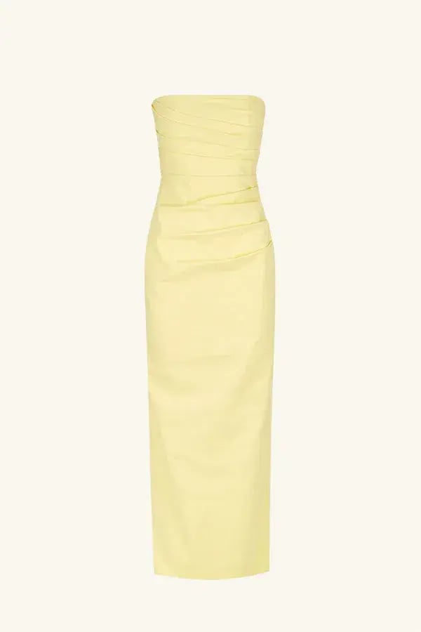 Shona Joy Lani Strapless Draped Maxi Dress Lemon Size 10 photo 3