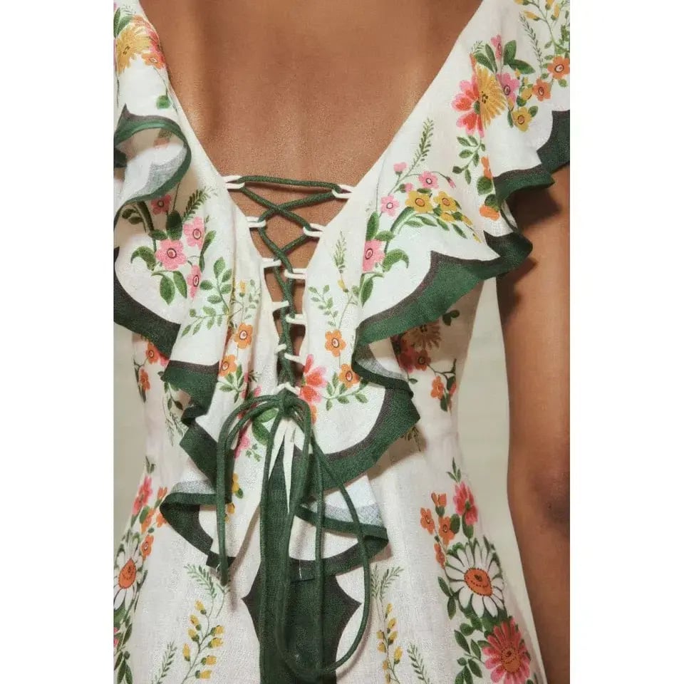 Alemais Elisabetta Ruffle Midi Dress Floral Size AU 10 photo 3