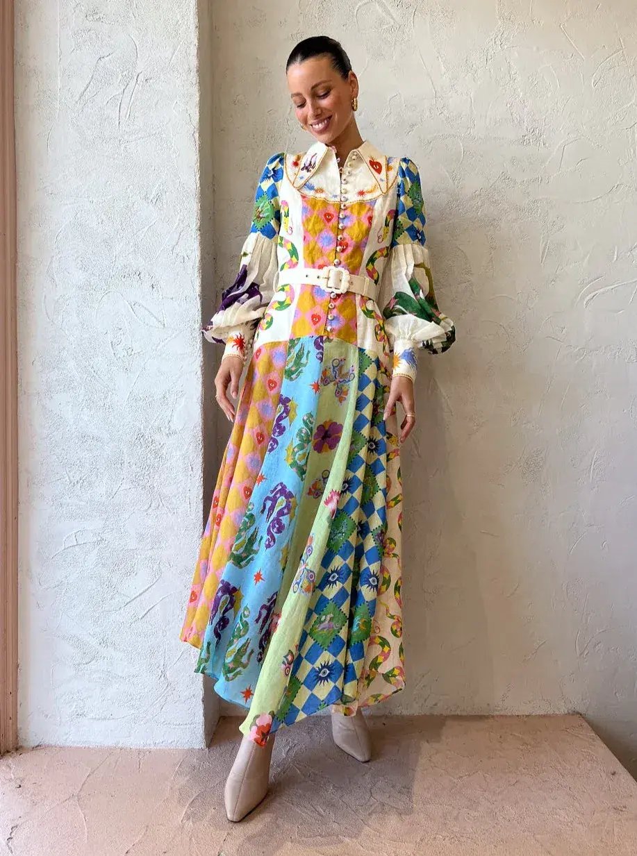 Alemais Lou Balloon Sleeve Dress Multi Size 14 photo 2
