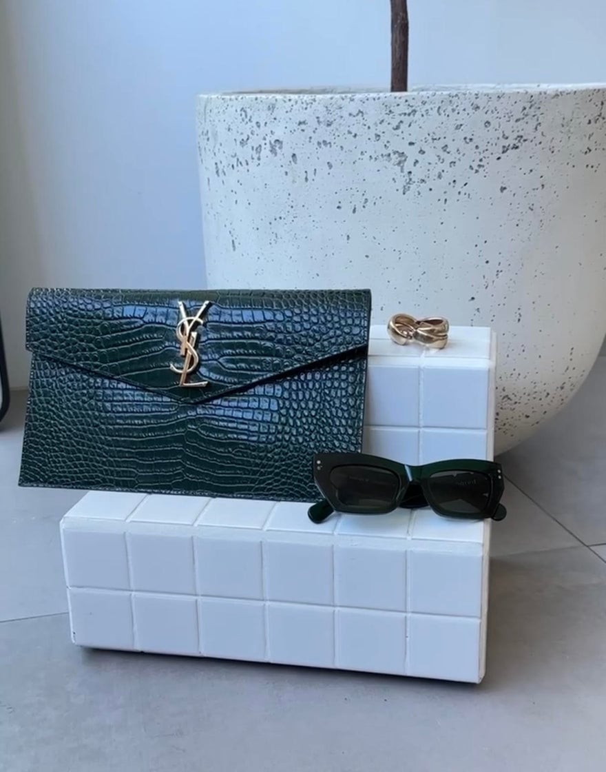 Saint Laurent Uptown Pouch Grn/Gld photo 2