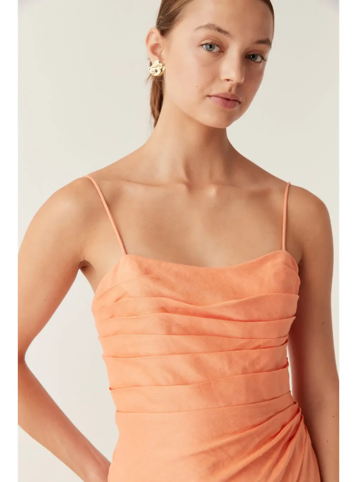 Aje Clarice Draped Maxi Dress in Sunset Orange Size AU 10 photo 2