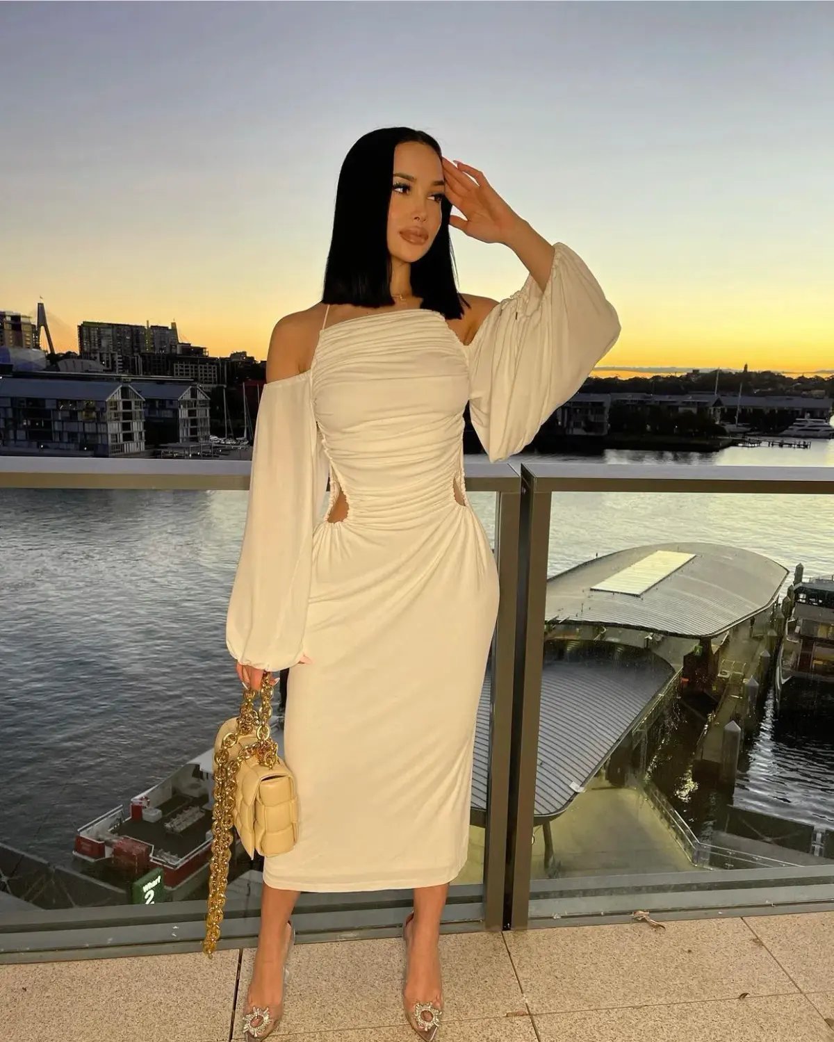 Dion Lee Ruched Midi Dress White Size 8 photo 4
