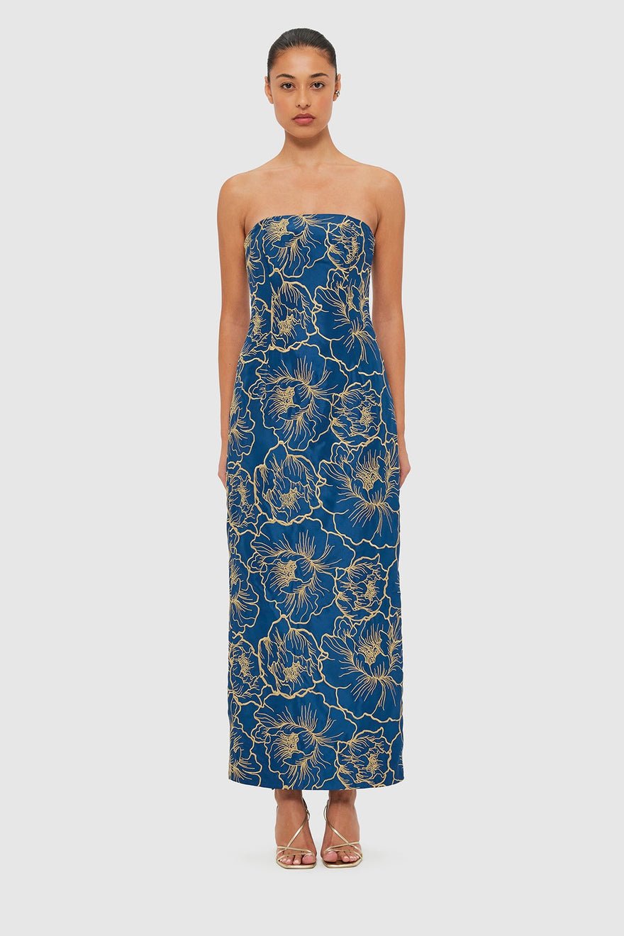 Leo Lin Rayna Bustier Maxi Dress - Marine Blue photo 2