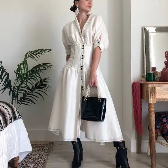 Aje Isotoma Midi Dress White Size 6 photo 3