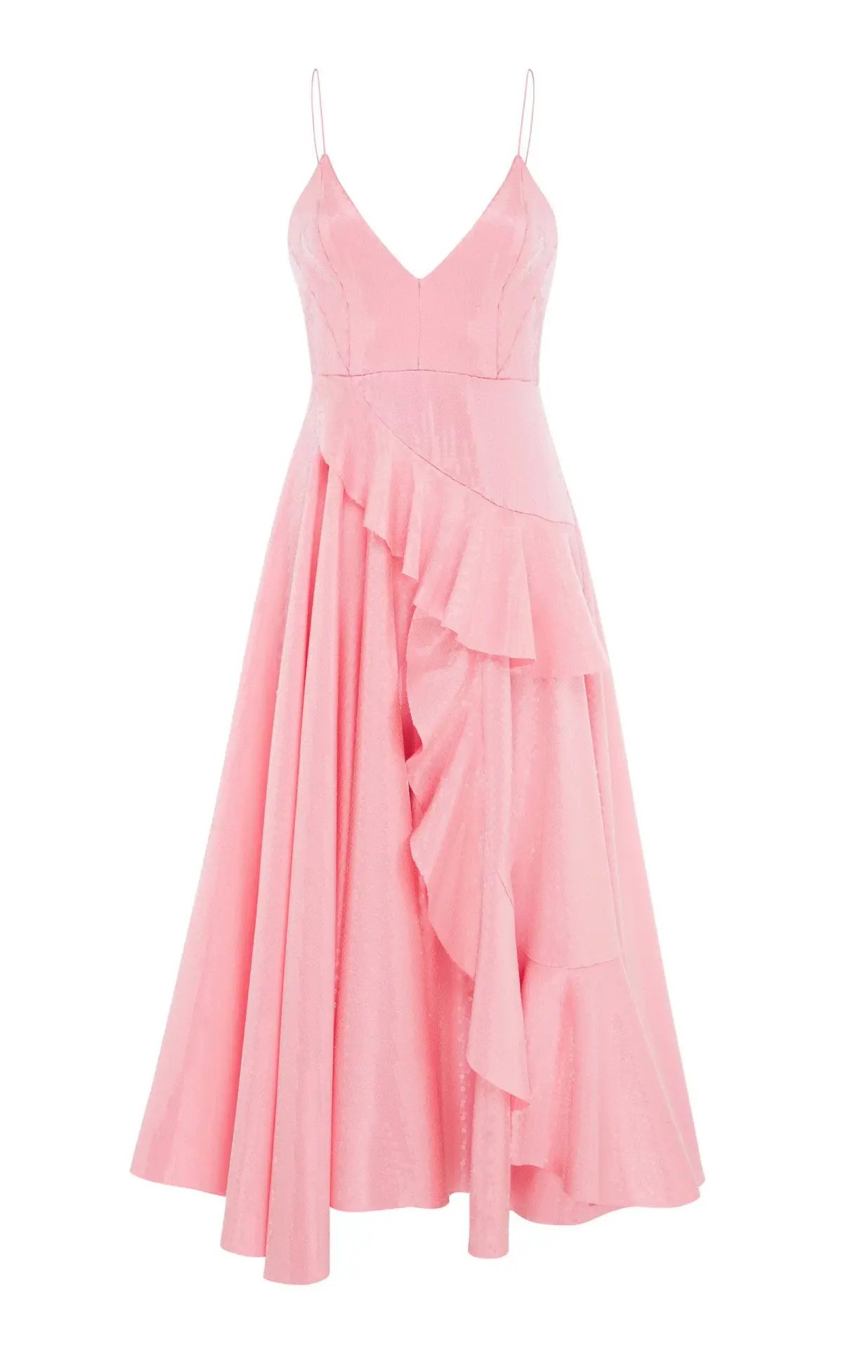 Alex Perry Paxton Ruffle Midi Dress Pink Sequin Size 8 photo 4