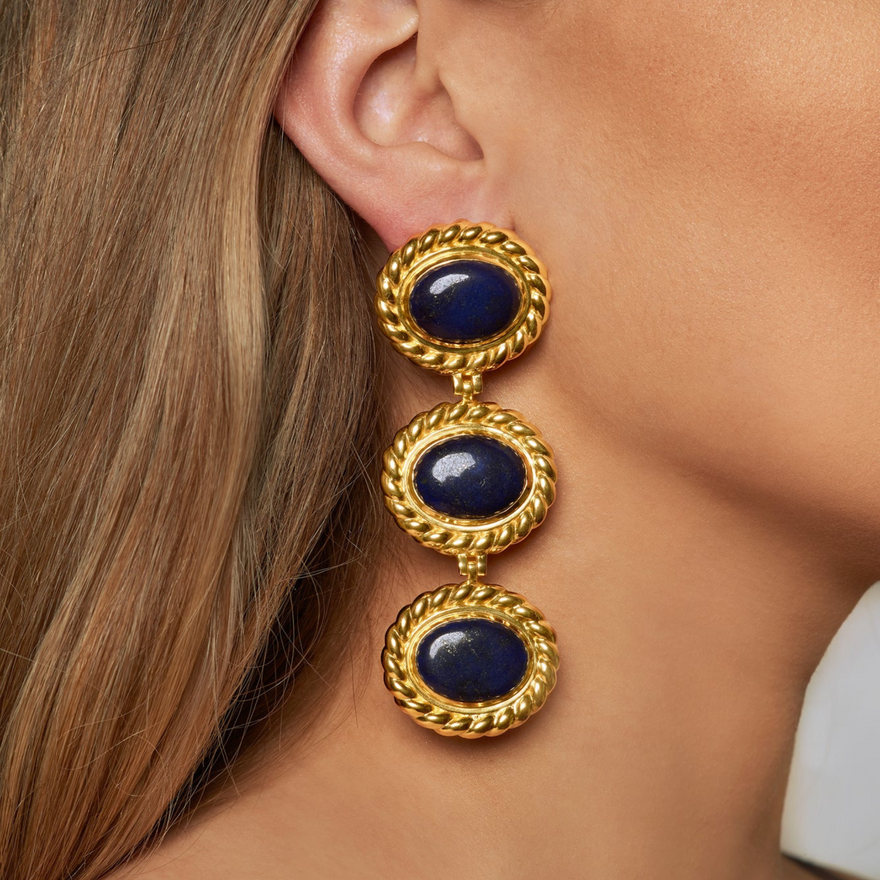 Angelina Alvarez Alexandria Earrings | Gold Lapis photo 2