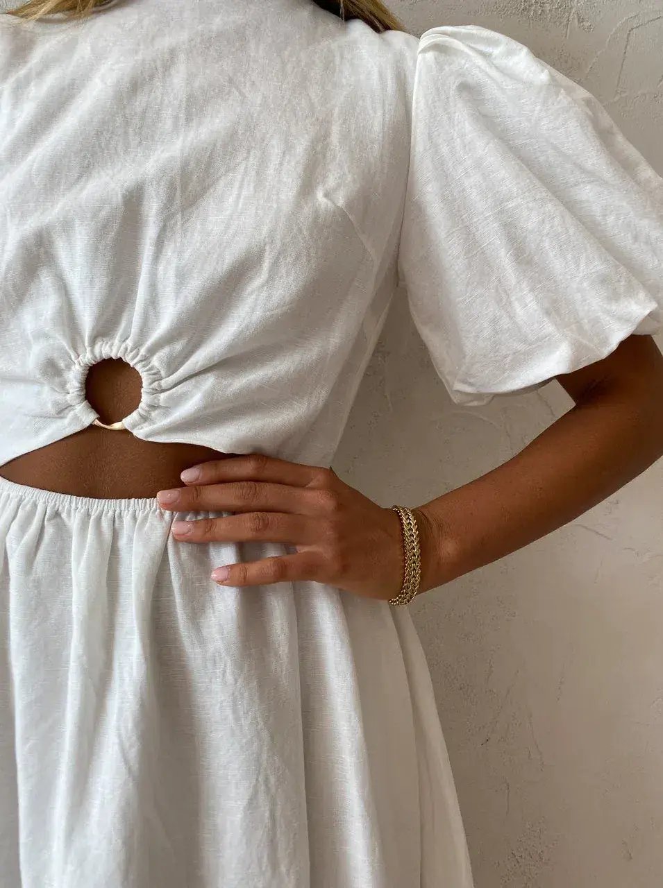 By Nicola Dahlia Ring Detail Maxi Dress in White Size 8 photo 6