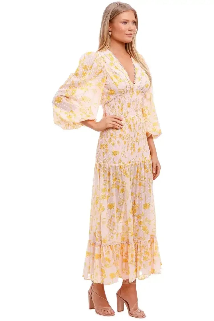 Significant Other Bernadette Dress Yellow Floral Size 6 photo 2