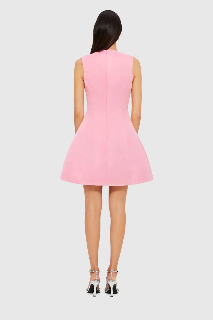 LEO LIN BRIANA V NECK MINI DRESS - FLAMINGO photo 5
