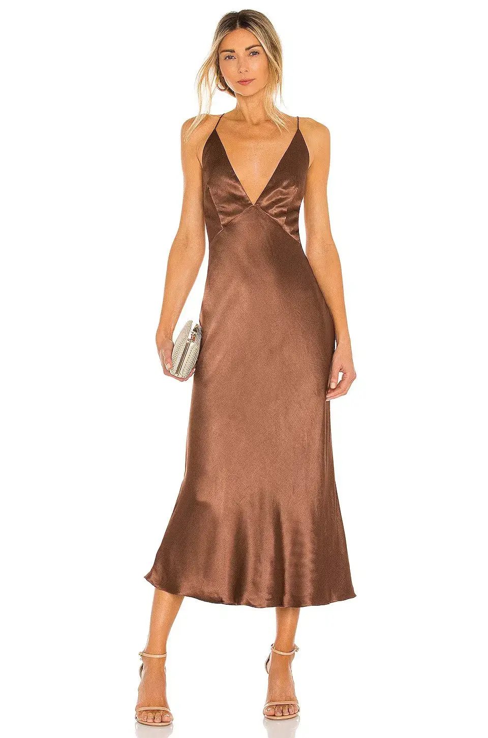Bec & Bridge Valentina V Midi Dress Brown Size 6 photo 2