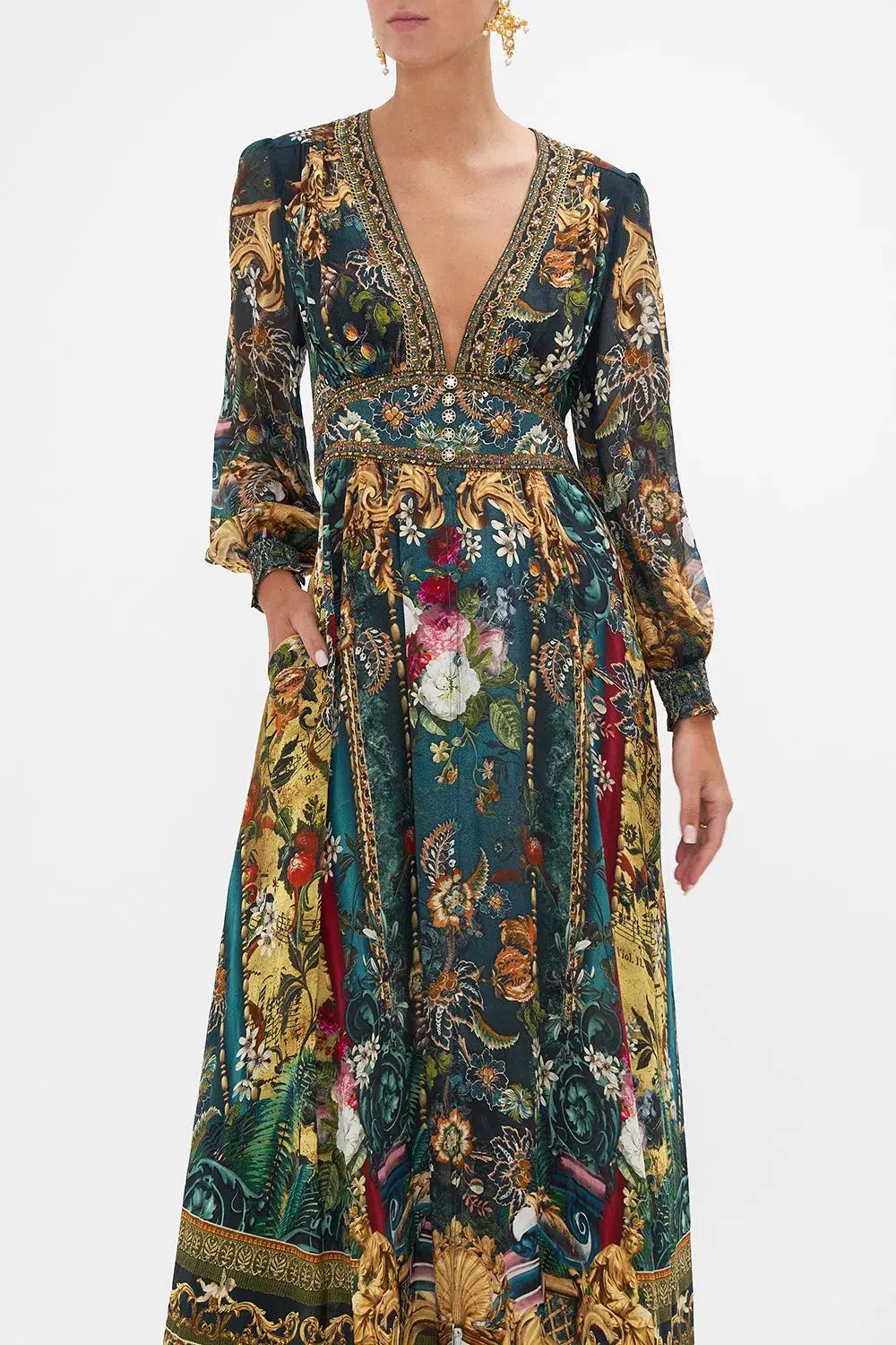 Camilla Long Sleeve Button Maxi Dress with Shaped Waistband Verdis World Size S / AU 10 photo 2