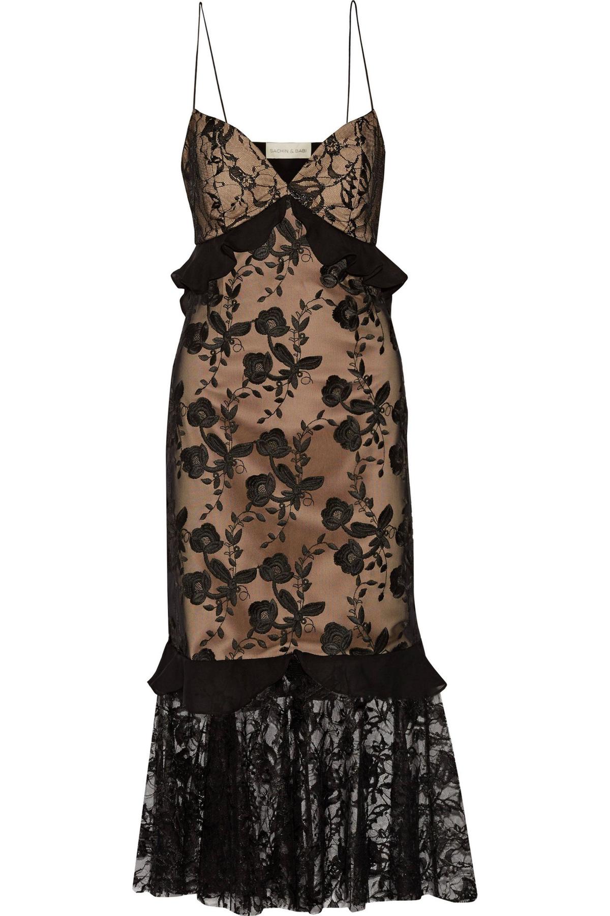 Sachin & Babi - Paris Ruffled Lace Midi Dress Size 10 photo 4