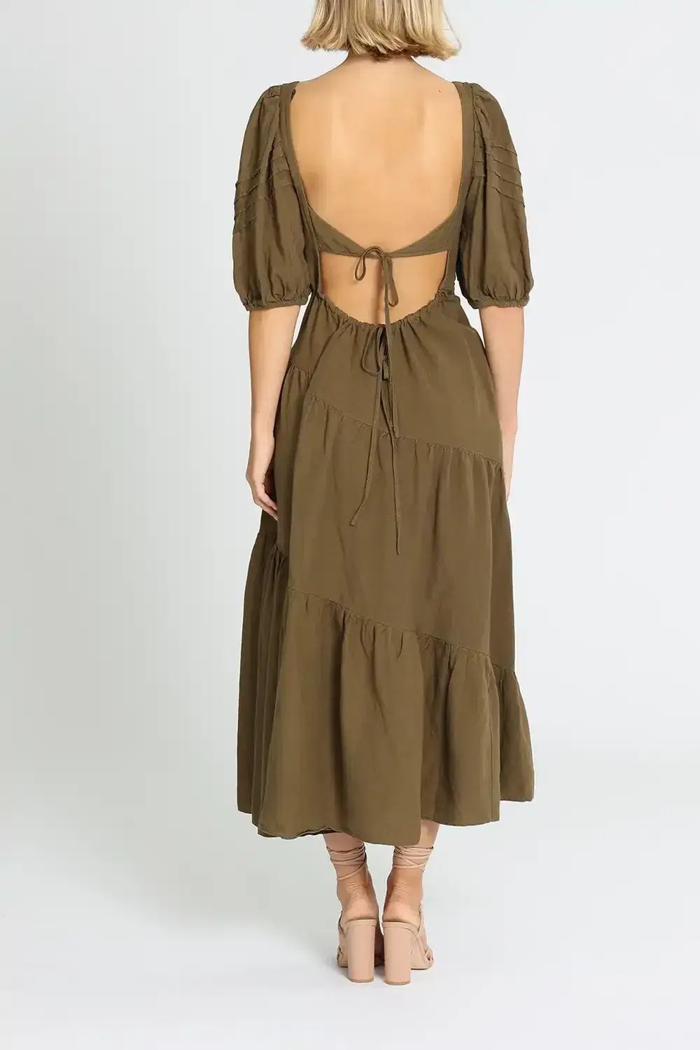 Shona Joy Juliana Midi Dress Khaki Size 10 photo 3