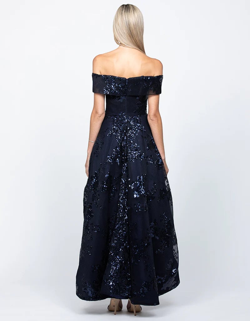 Bariano Jesse Off Shoulder Mesh Ballgown photo 3