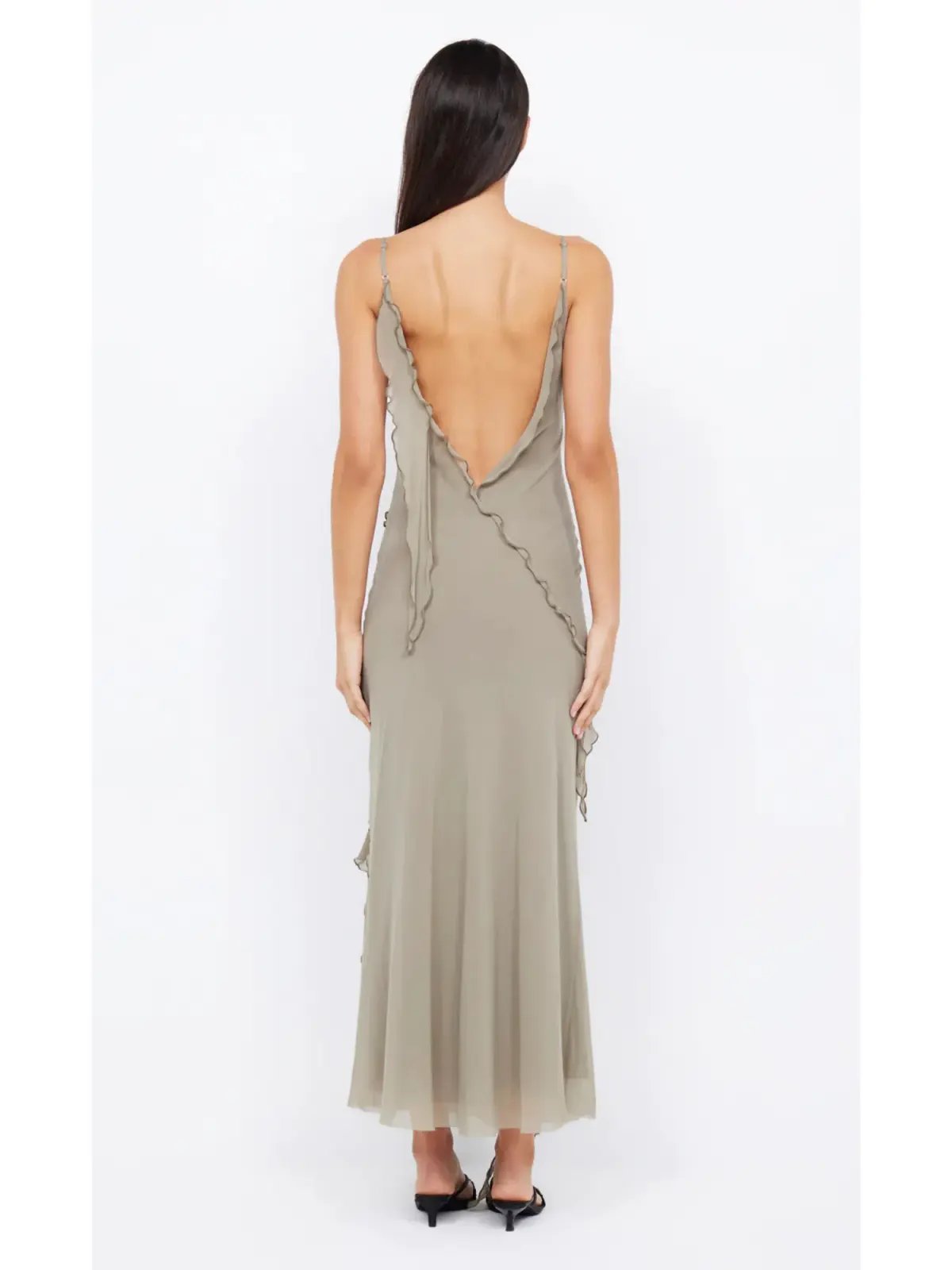 Bec & Bridge Gabriel Frill Maxi Dress Sage Size AU 8 photo 3