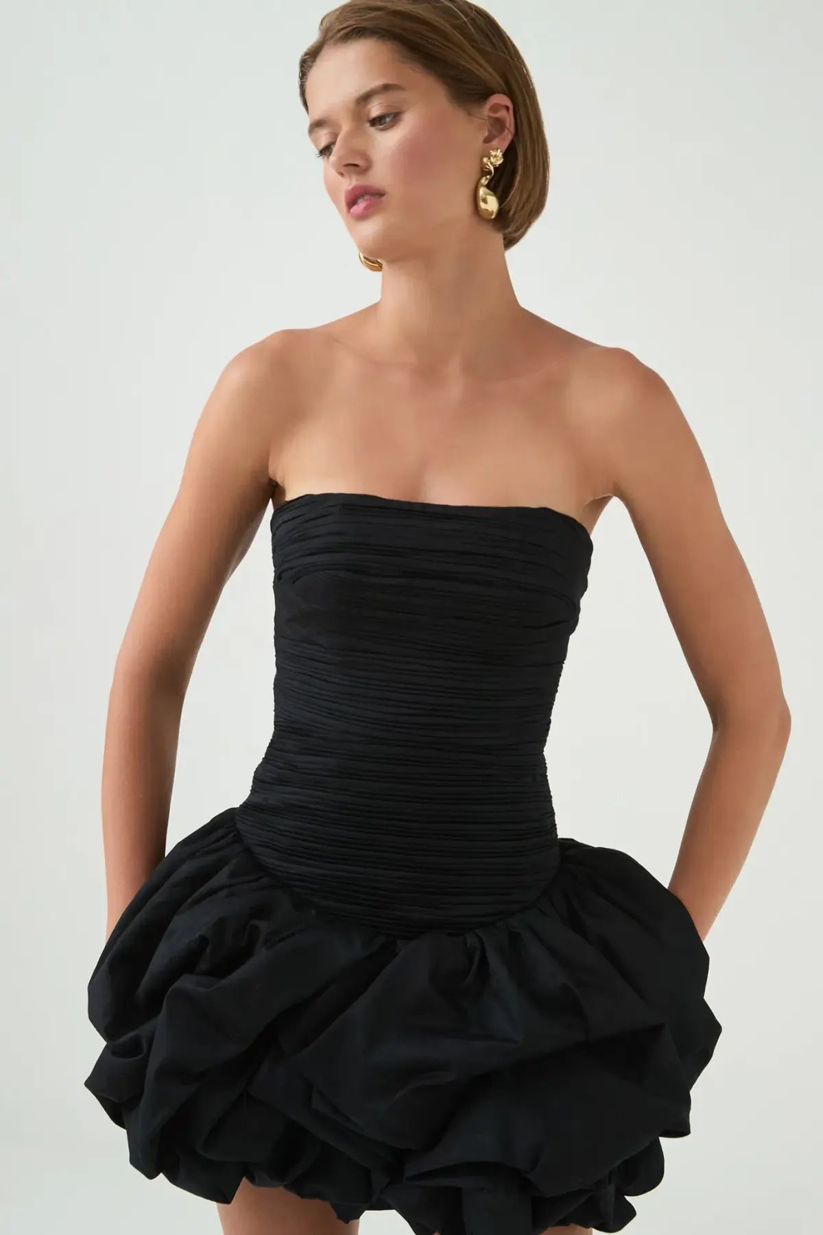 Aje Violette Bubble Hem Mini Dress in Black Size 8 photo 2