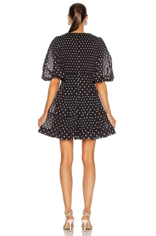 Zimmermann Pleated Long Sleeve Mini Dress Print Size 1/AU 10 photo 2