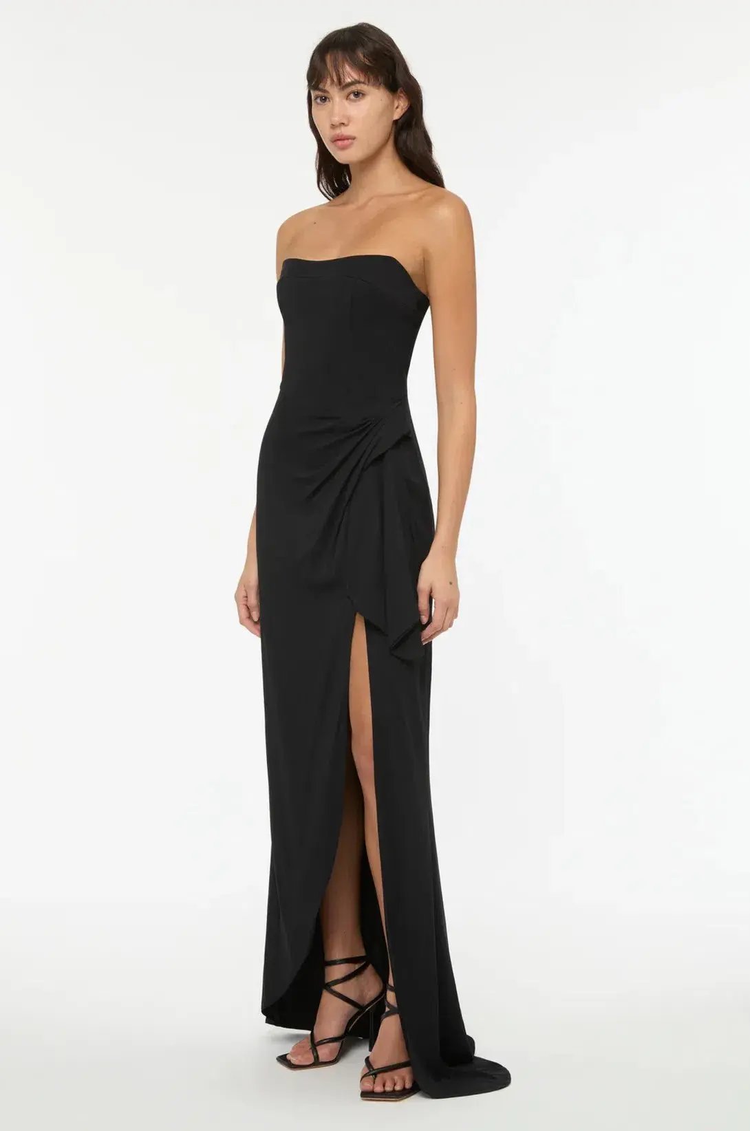 Manning Cartell Asymmetrical Games Strapless Gown Black Size 8 photo 4