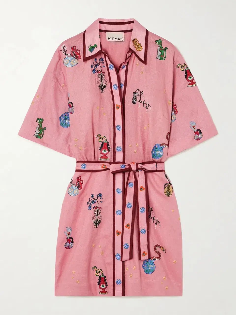 ALEMAIS Timmy  Embroidered Mini Dress Pink Size 10 AU photo 13