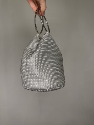Olga Berg Bianca Mesh Handle Bag Silver photo 2
